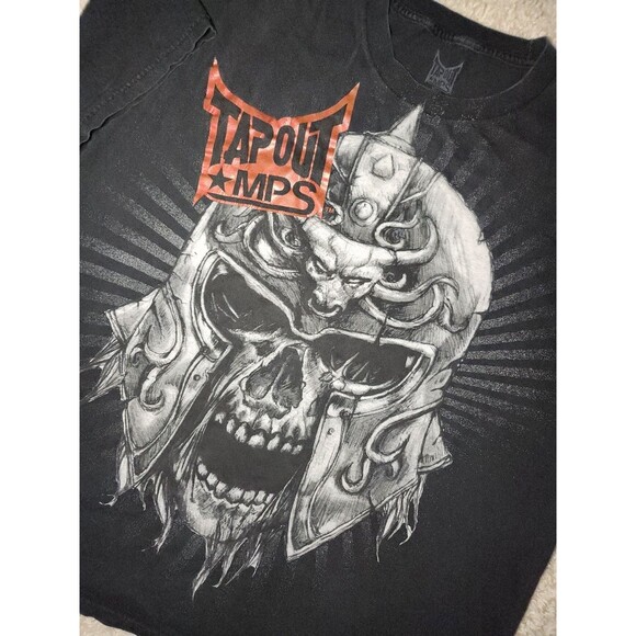 Vintage Y2K Tapout MPS Skull Warrior Spartan T-Shirt Men’s XXL Goth Grunge - Picture 2 of 4